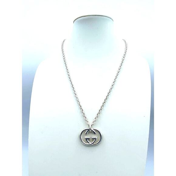 Gucci GG interlocking Sterling  Sliver Pendant Necklace - Picture 5 of 7